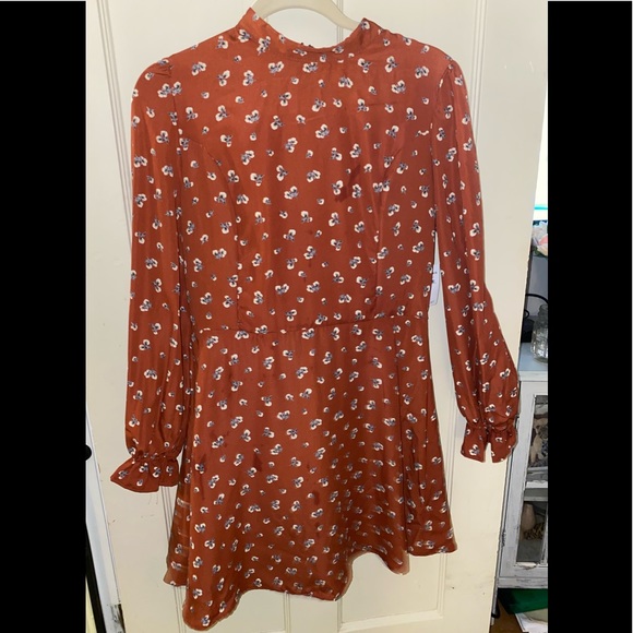 Abound Red Brick Print Flowers Mini Dress - Picture 1 of 3